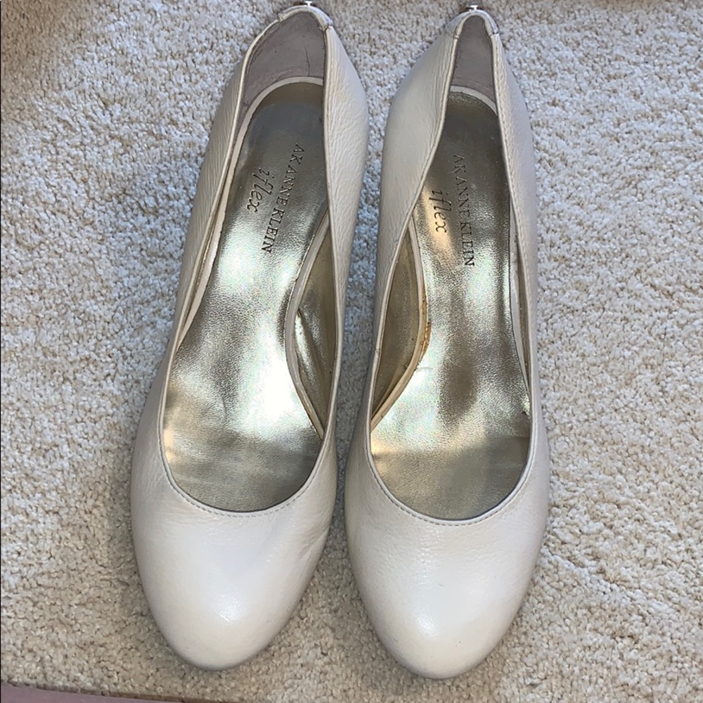 Ivory leather wedges